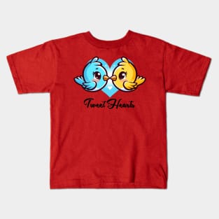 Chirpy Amour: Feathered Heart Symphony Kids T-Shirt